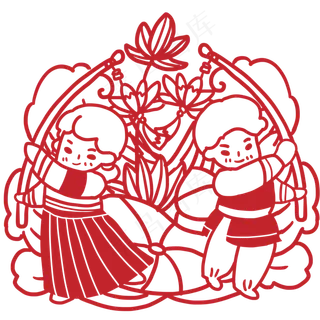 浪花莲花莲花灯剪纸