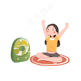 芒种吹电风扇乘凉素材