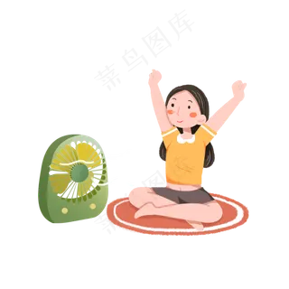 芒种吹电风扇乘凉素材
