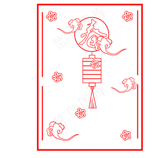 精致的红色剪纸风边框,免抠元素