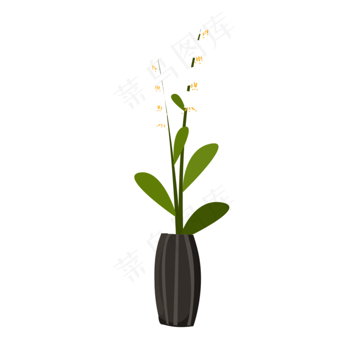 绿色植物盆栽卡通设计图(1000X1000(DPI:300))psd模版下载
