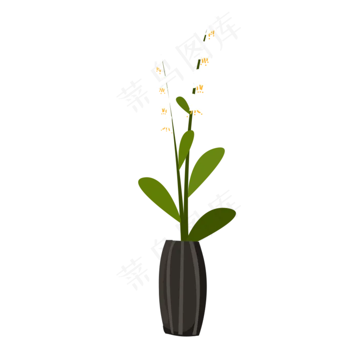 绿色植物盆栽卡通设计图(1000X1000(DPI:300))psd模版下载
