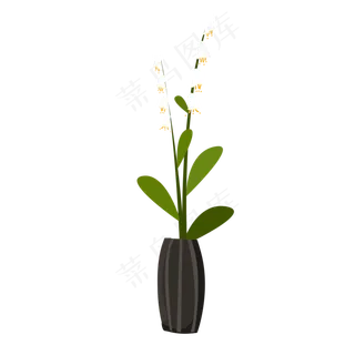 绿色植物盆栽卡通设计图