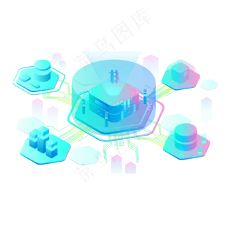 25D商务金融科技比特币区块链矢量,免抠元素