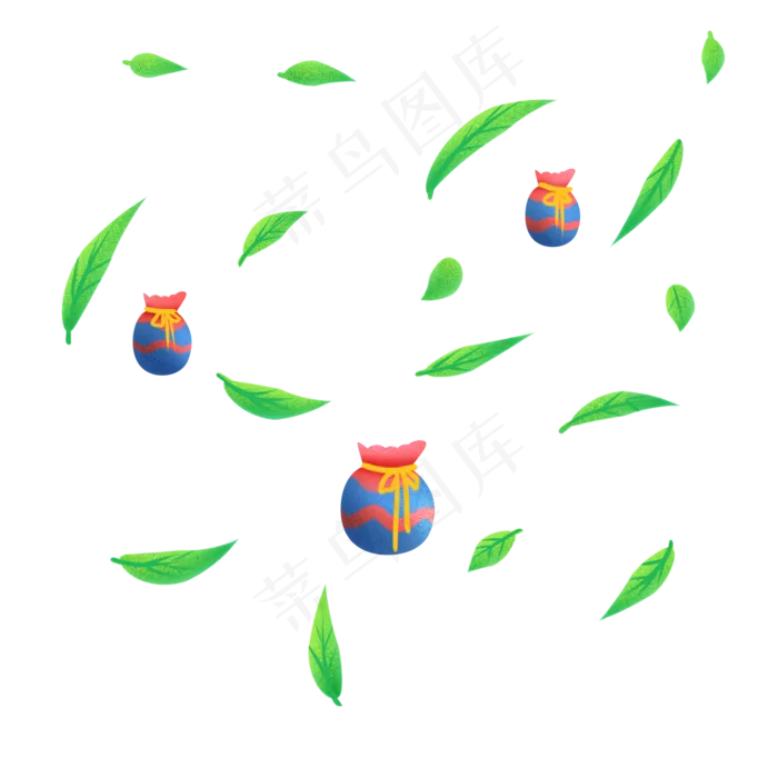 端午节绿色叶子荷包(2000X2000(DPI:299))psd模版下载