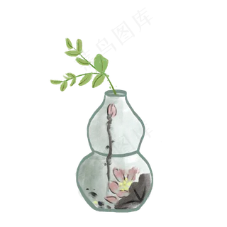 手绘文艺风格葫芦形状花瓶