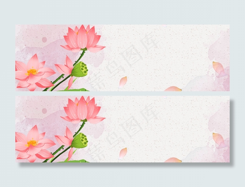 花瓣纹理文艺白色banner背景