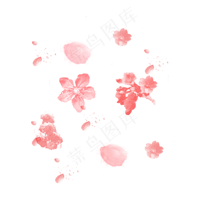 飘落的樱花花瓣元素,免抠元素(2000*2000px)psd模版下载