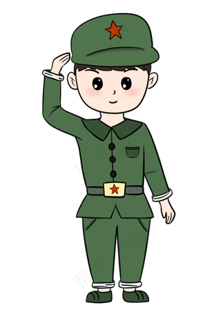 建军节学生敬礼