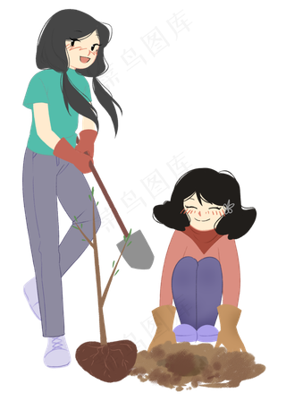 植树节种树的女孩