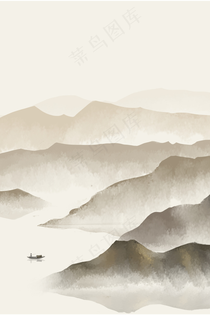 中国风黄昏山水图