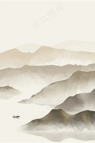 中国风黄昏山水图