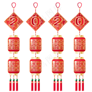 2020年新年灯笼,免抠元素