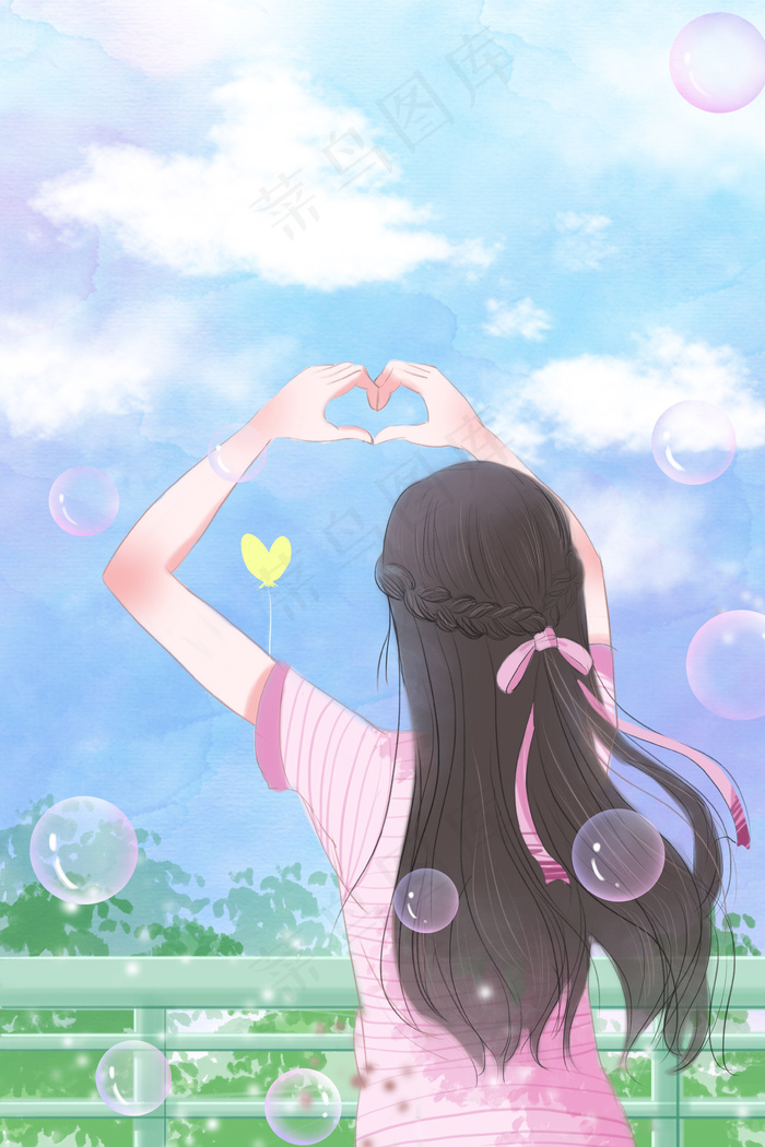 唯美立夏浪漫天空(3545X5315(DPI:300))psd模版下载