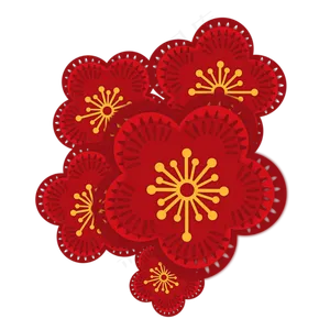 梅花剪纸节日手绘,免抠元素