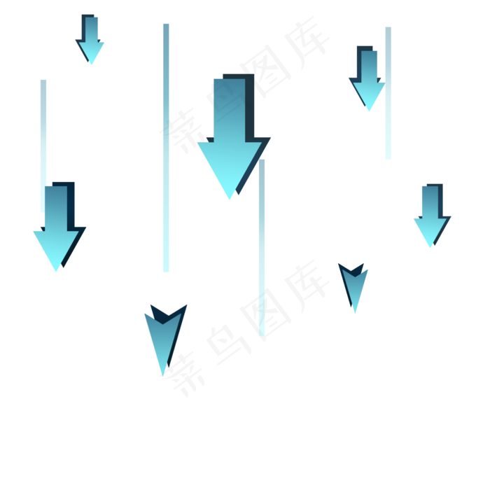 蓝色向下箭头图标,免抠元素