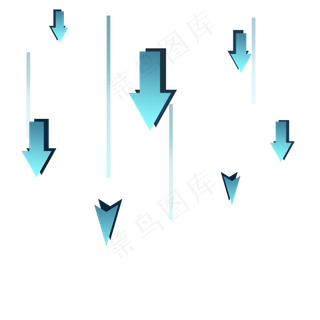 蓝色向下箭头图标,免抠元素