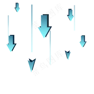 蓝色向下箭头图标,免抠元素