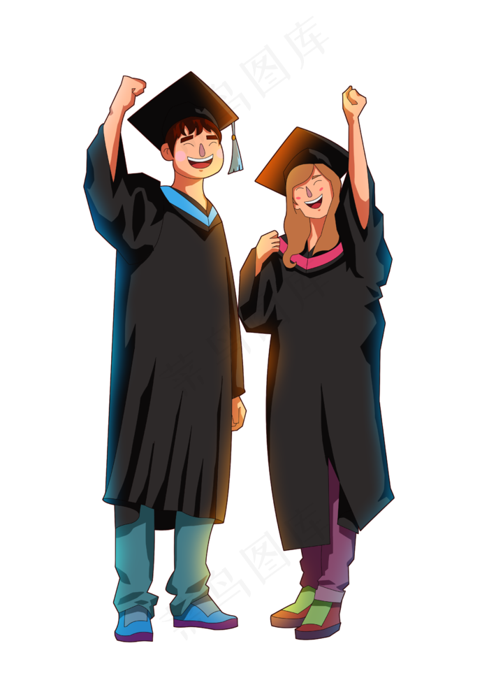 毕业季男女同学免扣元素