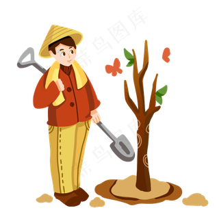 植树节植树的小男孩