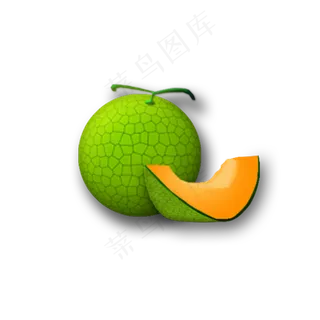 水果哈密瓜手绘绿色系摆放装饰手