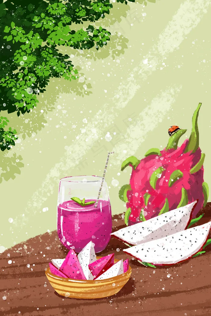 夏日冰爽火龙果套餐(3545*5315px 300 dpi )psd模版下载