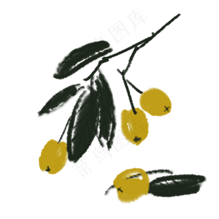 中国风古风中国画枇杷组合