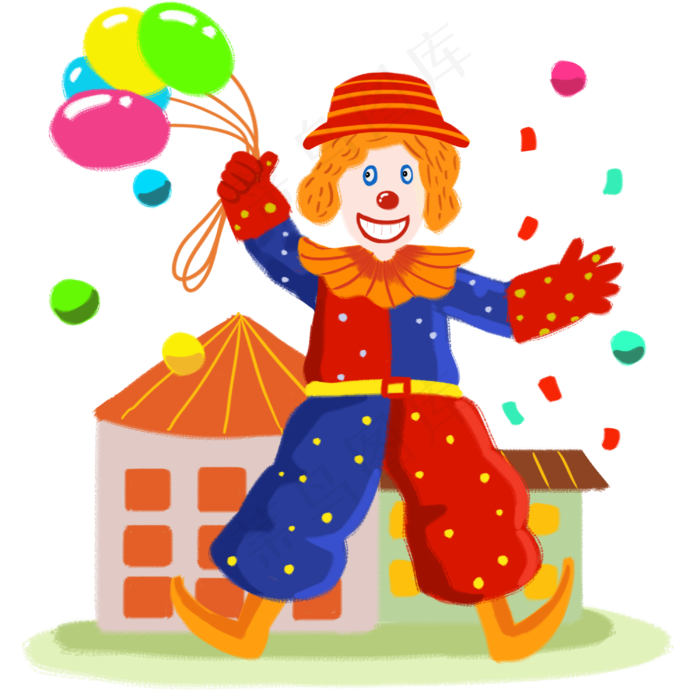 欢乐小丑手绘人物PNG素材