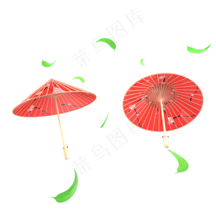 中国风木质传统红色雨伞,免抠元素