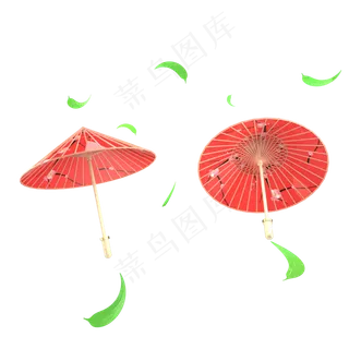中国风木质传统红色雨伞,免抠元素