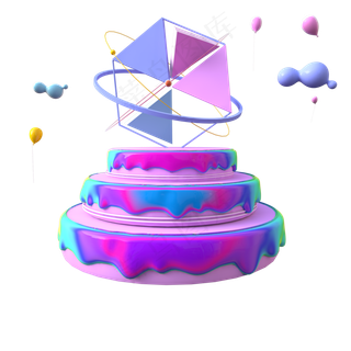 C4D渐变炫彩冰淇淋色蛋糕