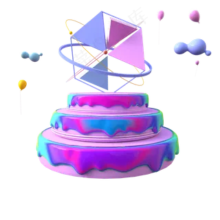 C4D渐变炫彩冰淇淋色蛋糕