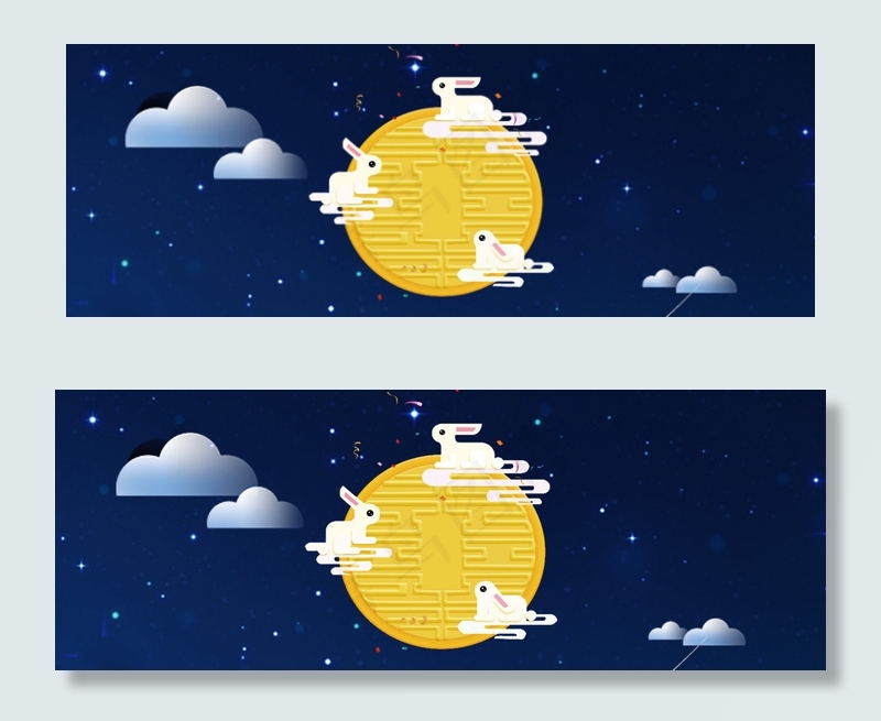 中秋节卡通蓝色背景banner