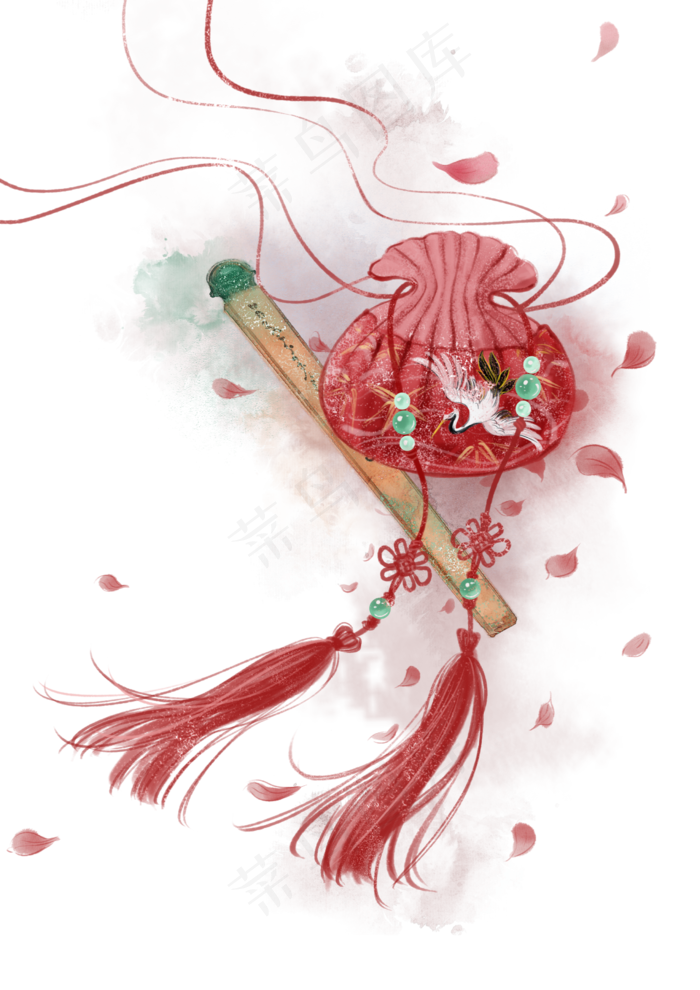 中国古风水彩插画素材