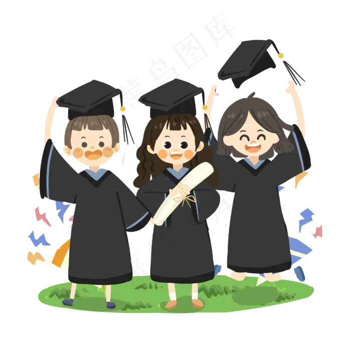卡通人物拍毕业照PNG素材(2999X2999(DPI:300))psd模版下载