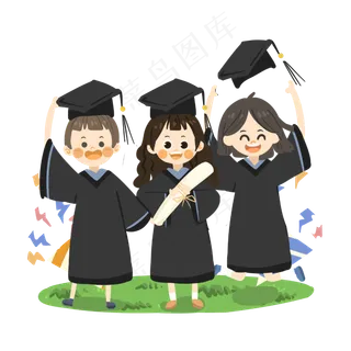 卡通人物拍毕业照PNG素材