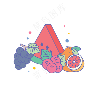 矢量卡通手绘水果