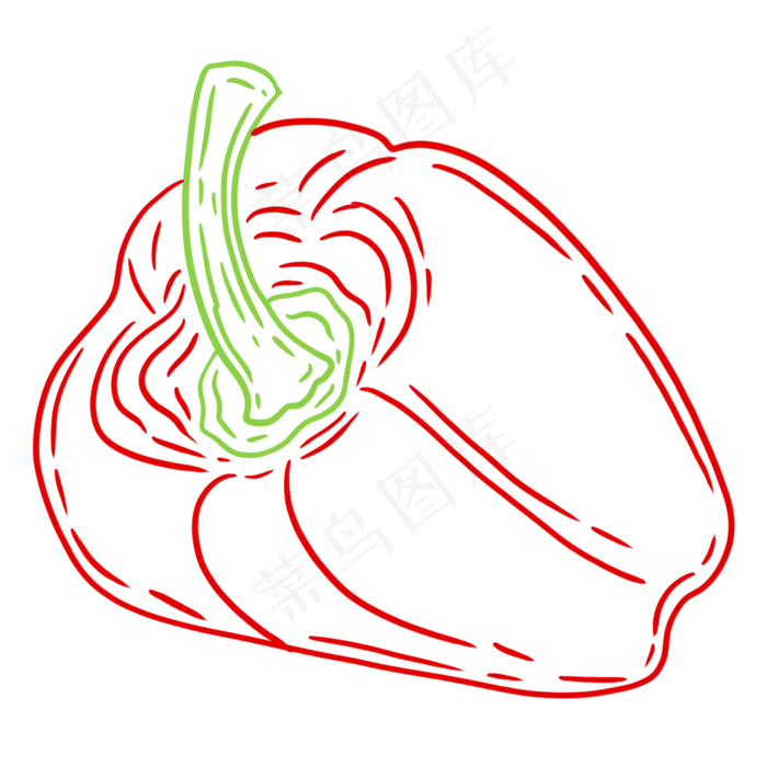 线条场景夏天水果蔬菜辣椒甜椒(2000X2000(DPI:300))psd模版下载