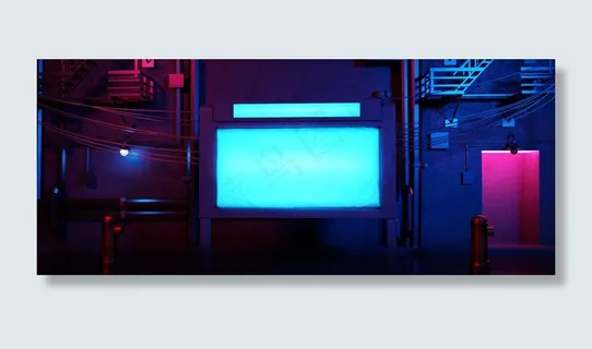 C4D赛博朋克广告牌