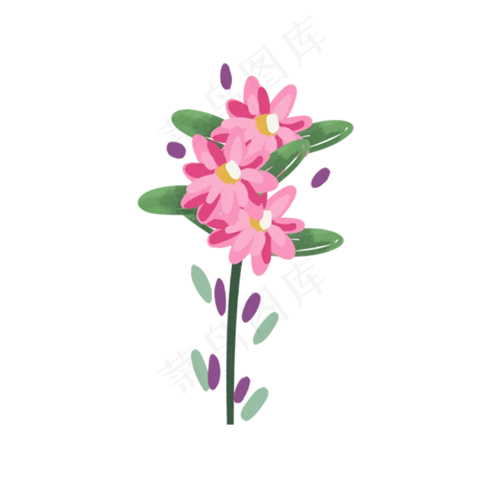 卡通美丽的鲜花下载(2000X2000(DPI:300))psd模版下载