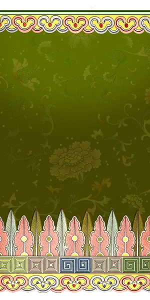 中式古典绿粉芭蕉叶装饰底纹,免抠元素