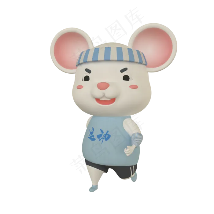 c4d鼠年跑步老鼠,免抠元素(3000*3000px 300 dpi )