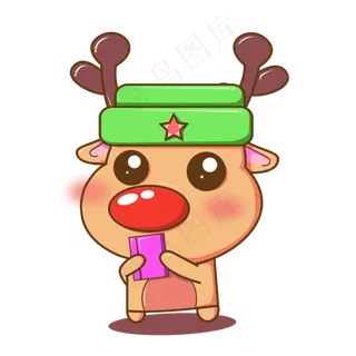 手绘卡通驯鹿,免抠元素