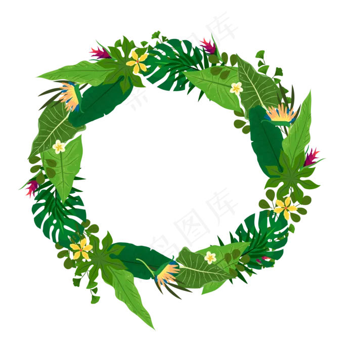 夏天植物环形树叶相关免扣素材ai矢量模版下载