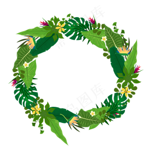 夏天植物环形树叶相关免扣素材