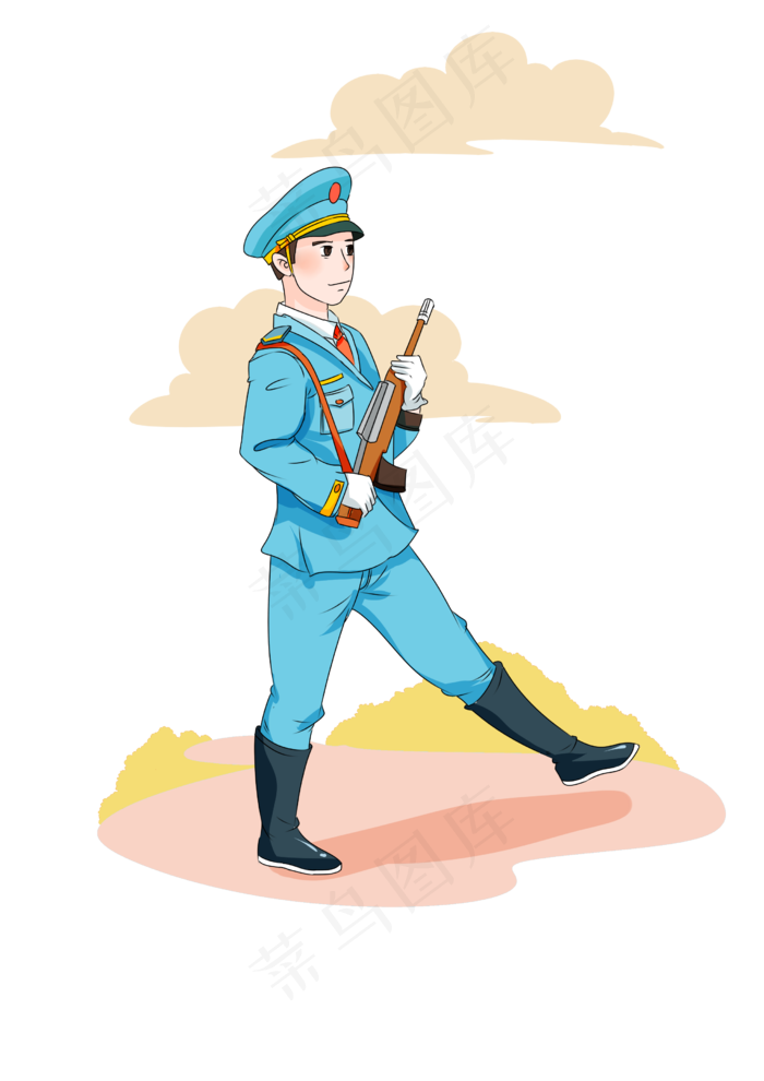 八一建军节踢正步的解放军战士插