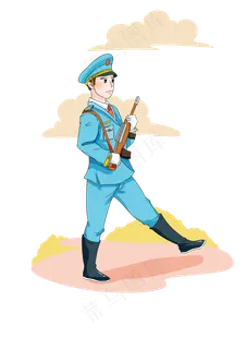 八一建军节踢正步的解放军战士插