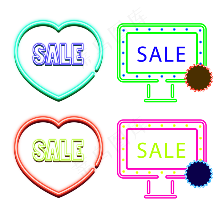 618边框霓虹灯促销图标装饰图案