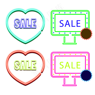 618边框霓虹灯促销图标装饰图案