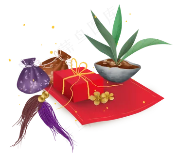 新年元宵节香囊和新年礼物,免抠元素